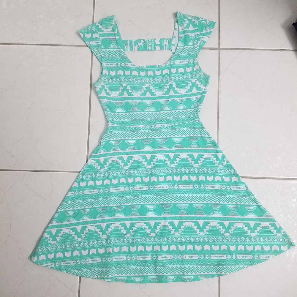 Ladder back tribal print dress
